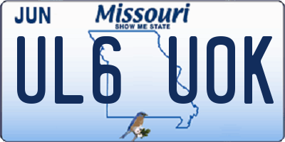 MO license plate UL6U0K
