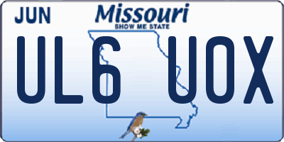 MO license plate UL6U0X