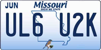 MO license plate UL6U2K