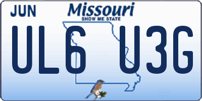 MO license plate UL6U3G
