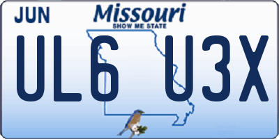 MO license plate UL6U3X