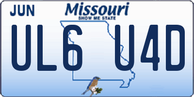 MO license plate UL6U4D