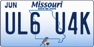 MO license plate UL6U4K