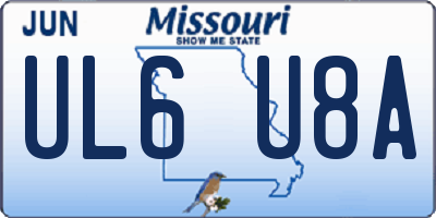 MO license plate UL6U8A