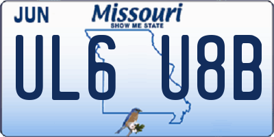 MO license plate UL6U8B