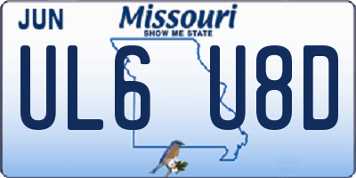 MO license plate UL6U8D
