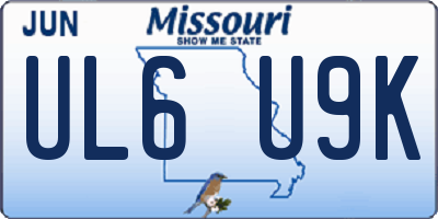 MO license plate UL6U9K