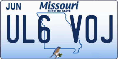MO license plate UL6V0J