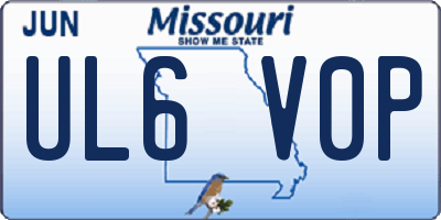 MO license plate UL6V0P
