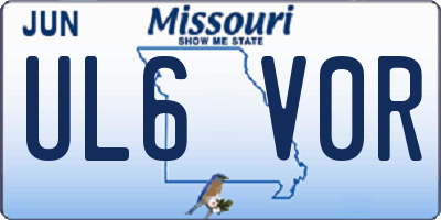 MO license plate UL6V0R
