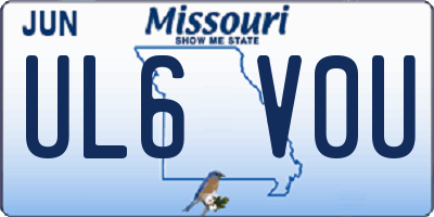 MO license plate UL6V0U