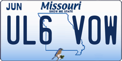 MO license plate UL6V0W
