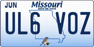 MO license plate UL6V0Z