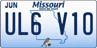 MO license plate UL6V1O