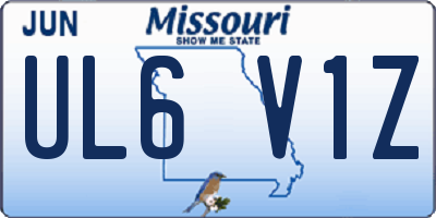MO license plate UL6V1Z