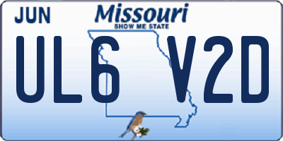 MO license plate UL6V2D