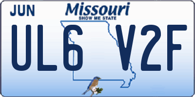 MO license plate UL6V2F