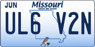 MO license plate UL6V2N