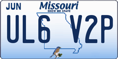 MO license plate UL6V2P