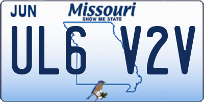 MO license plate UL6V2V