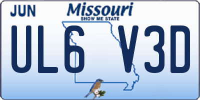 MO license plate UL6V3D