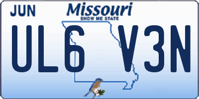 MO license plate UL6V3N