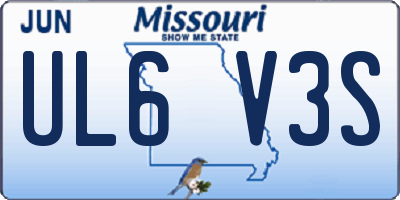 MO license plate UL6V3S