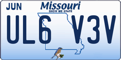 MO license plate UL6V3V