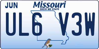 MO license plate UL6V3W