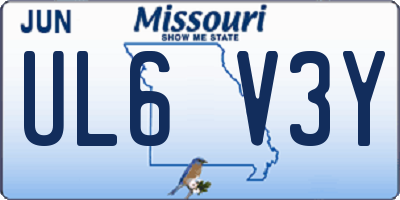 MO license plate UL6V3Y