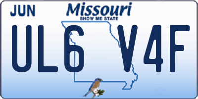 MO license plate UL6V4F