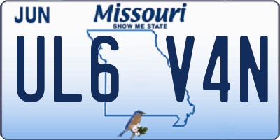 MO license plate UL6V4N
