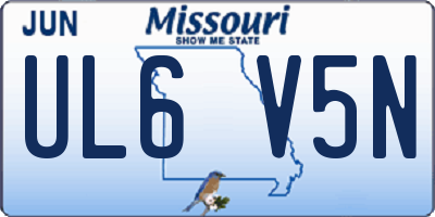 MO license plate UL6V5N