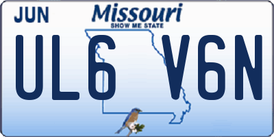 MO license plate UL6V6N