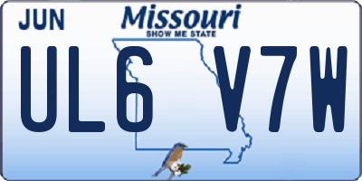 MO license plate UL6V7W