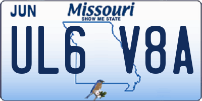 MO license plate UL6V8A