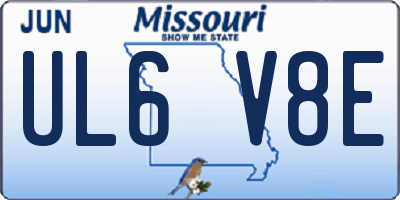 MO license plate UL6V8E