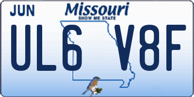 MO license plate UL6V8F
