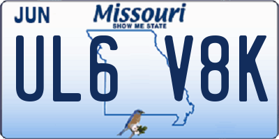 MO license plate UL6V8K