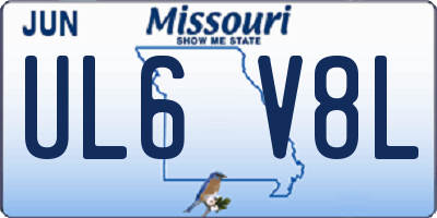 MO license plate UL6V8L