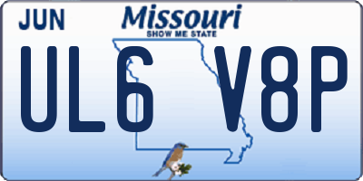 MO license plate UL6V8P