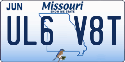 MO license plate UL6V8T