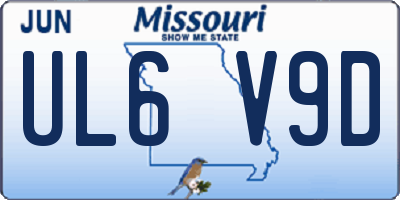 MO license plate UL6V9D