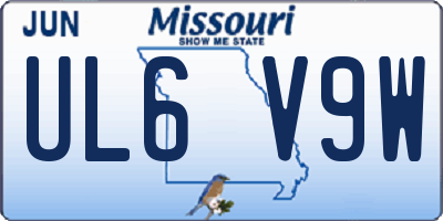 MO license plate UL6V9W