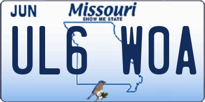 MO license plate UL6W0A