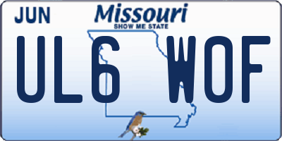 MO license plate UL6W0F