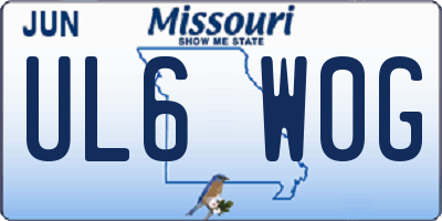 MO license plate UL6W0G