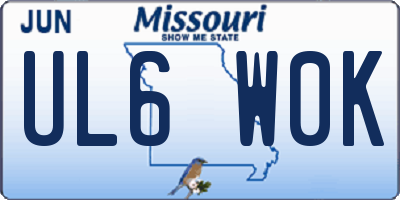MO license plate UL6W0K