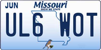 MO license plate UL6W0T