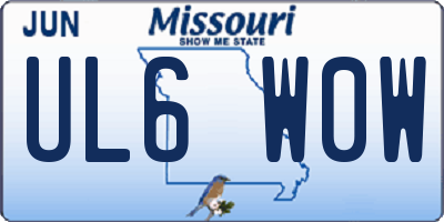 MO license plate UL6W0W
